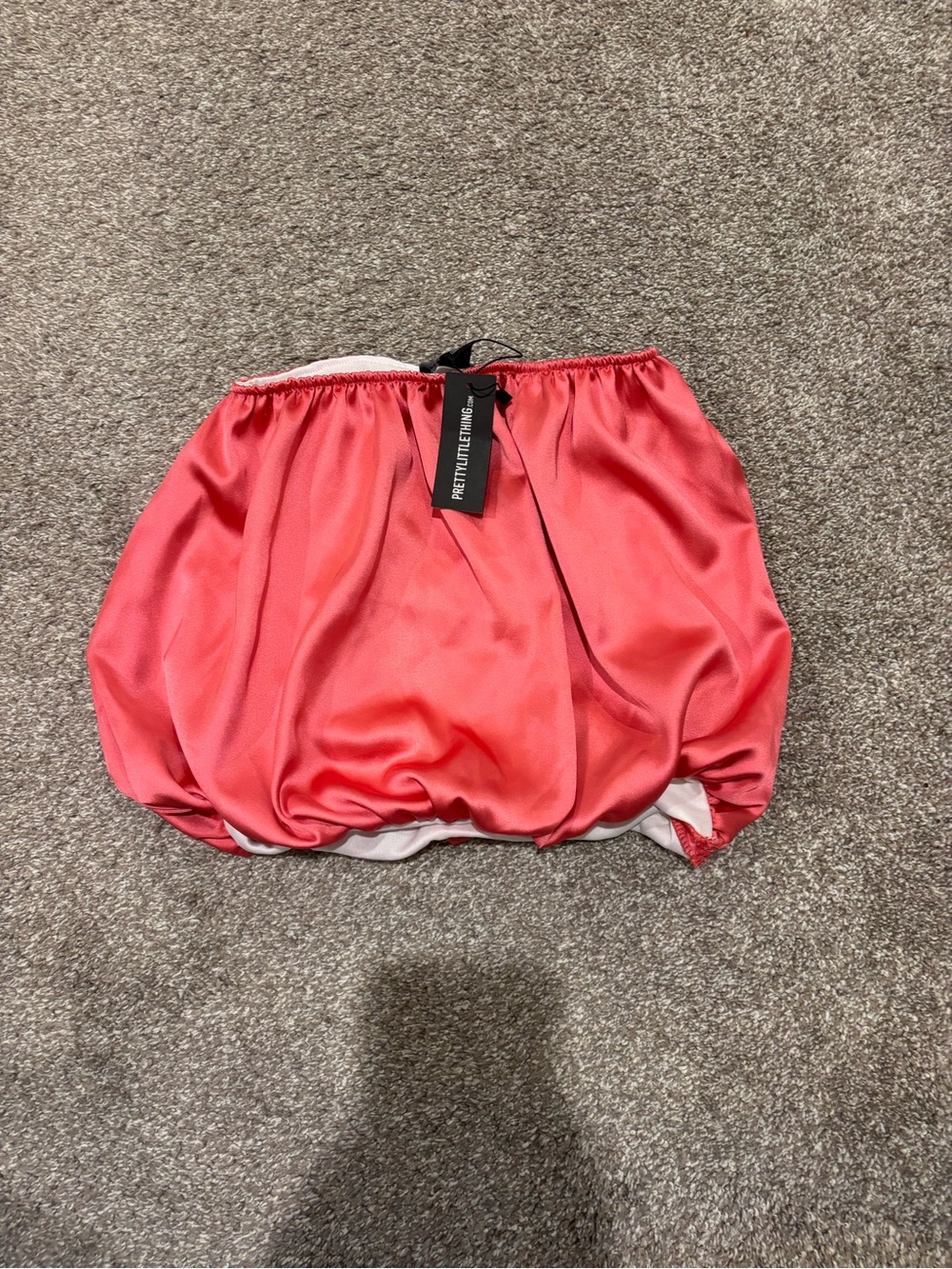 PrettyLittleThing Coral Pink Bubble Mini Skirt